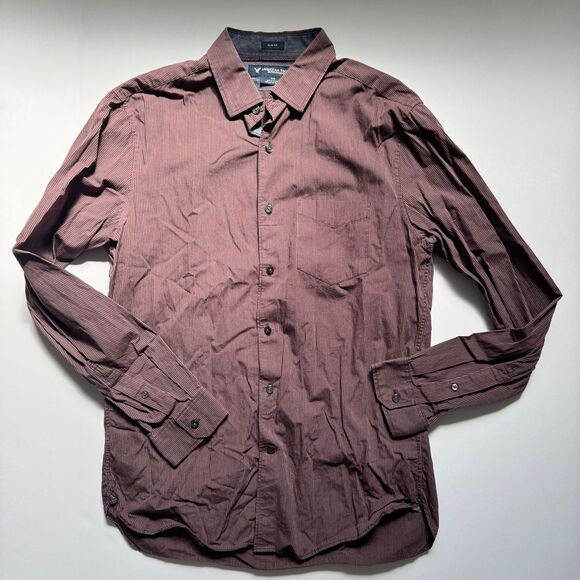American Eagle Slim Fit Long Sleeve Button Down Burgundy Size Medium - Picture 1 of 6